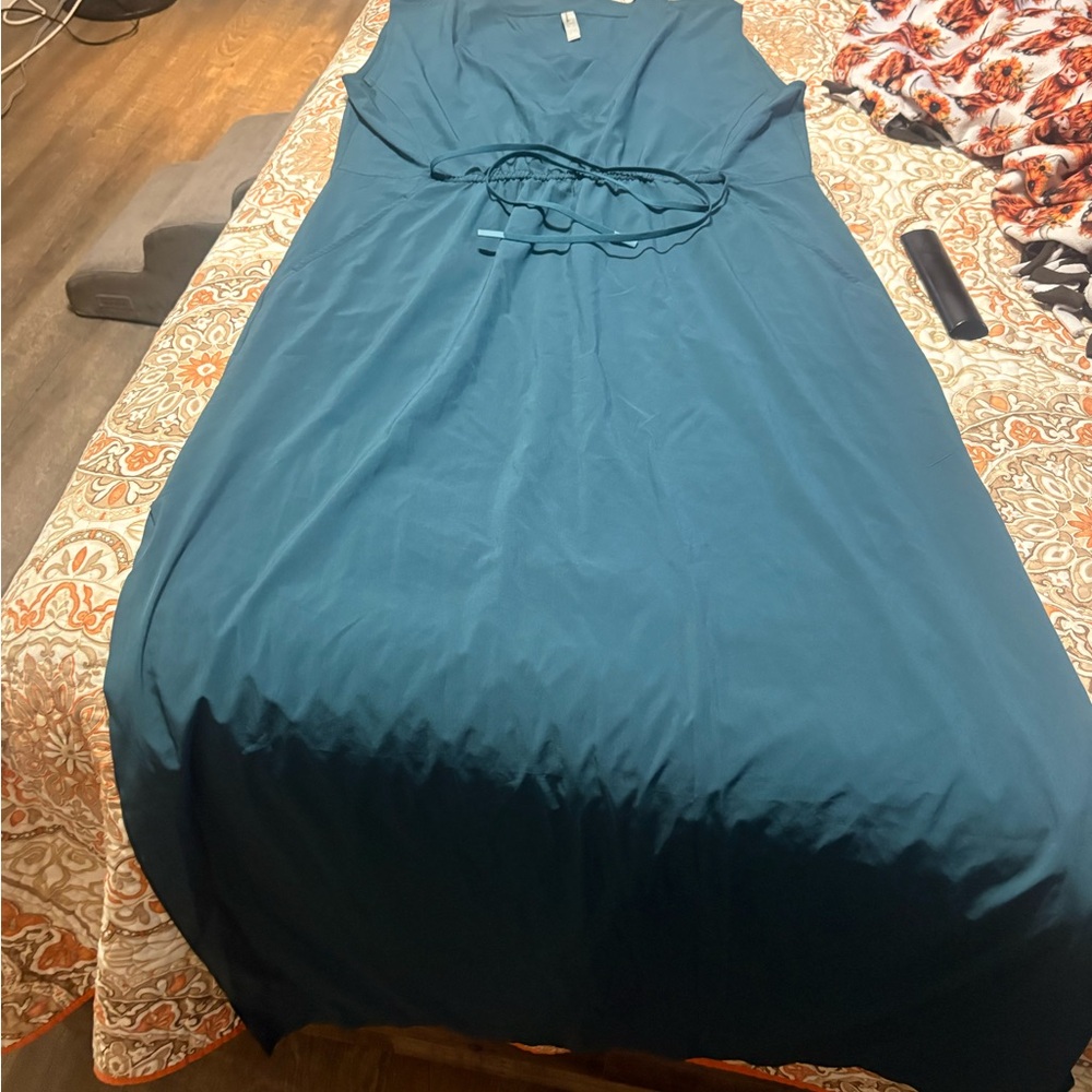 Teal V-Neck Sleeveless Maxi Dress - Elegant Everyday Wear- Athleta
